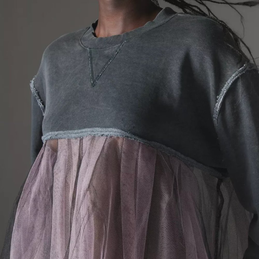NWT Urban Outfitters Pink and Grey Tulle Sweatshirt
